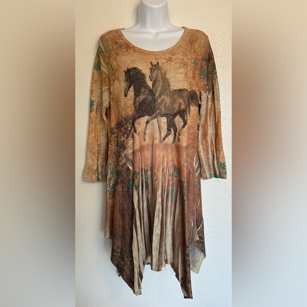 Elegant Horse Print Women's Top